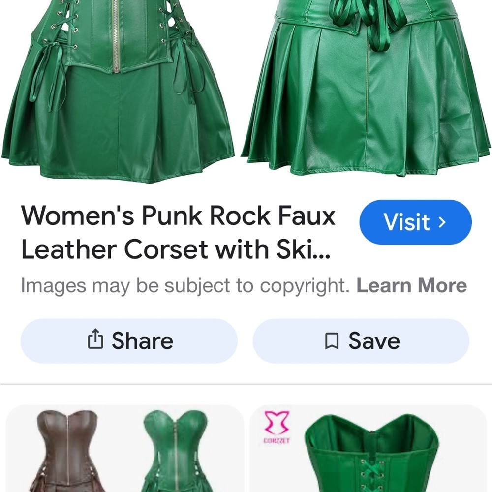 2 piece green Corset and skirt - Picture 2 of 10
